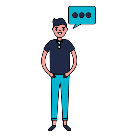 man character and speech bubble vector illustrationのイラスト素材