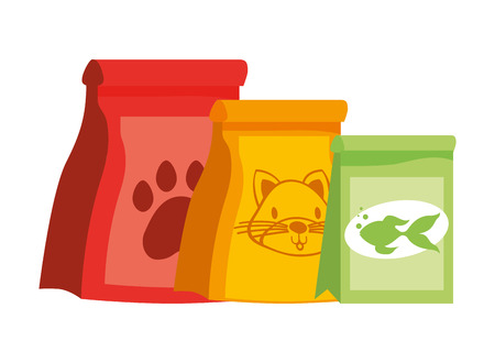 pet shop dog cat and fish food bag vector illustrationのイラスト素材