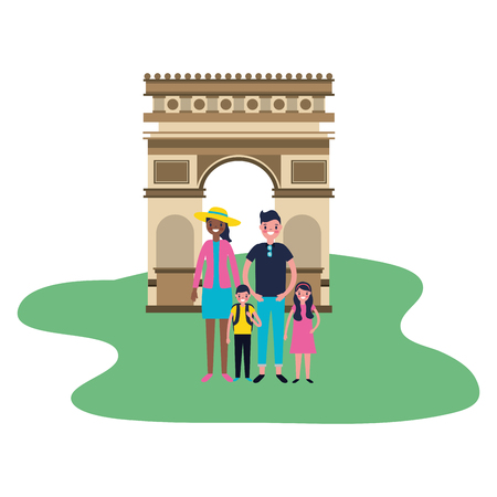 man woman and kids vacations travel vector illustrationのイラスト素材