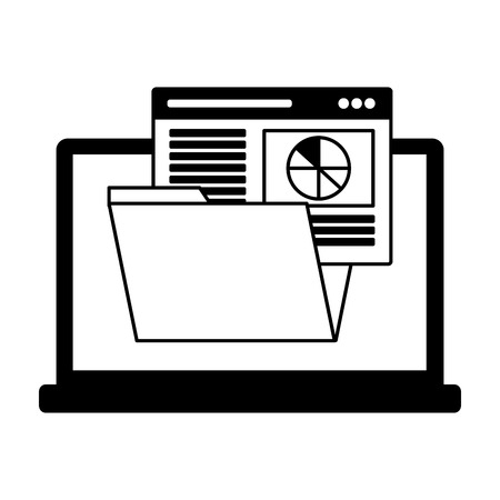 laptop folder report search engine optimization vector illustrationのイラスト素材