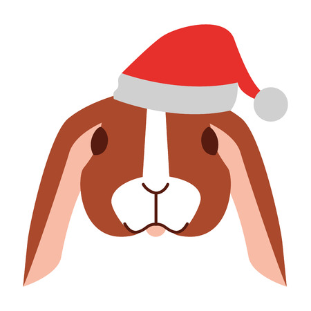 cute rabbit with warm hat christmas vector illustrationのイラスト素材