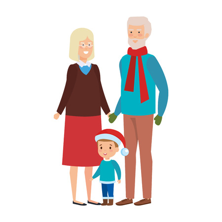 grandparents couple with grandson vector illustration designのイラスト素材