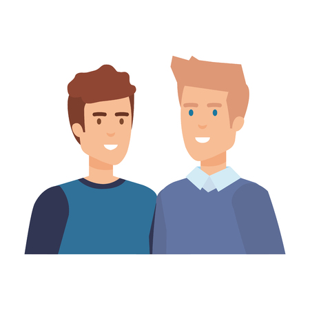 couple of men avatars characters vector illustration designのイラスト素材