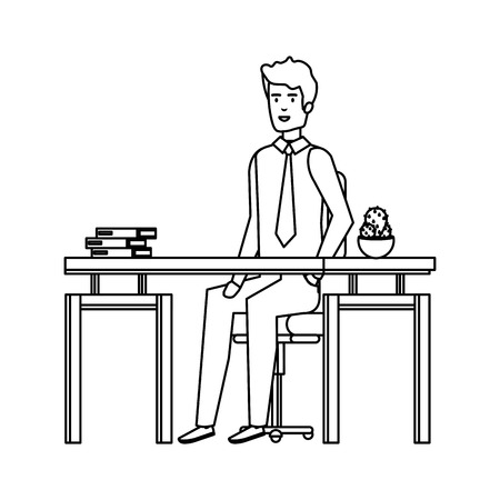 elegant businessman in the workplace vector illustration designのイラスト素材