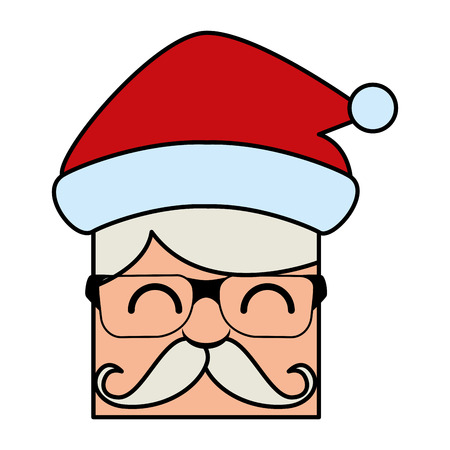 christmas card with santa claus face vector illustration designのイラスト素材