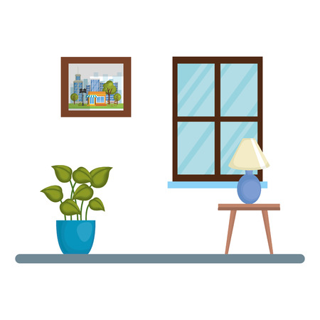 house place with table and plant vector illustration designのイラスト素材