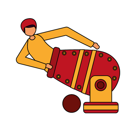 cannonball man character circus fun fair vector illustrationのイラスト素材