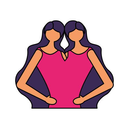 siamese twins circus fun fair vector illustrationのイラスト素材