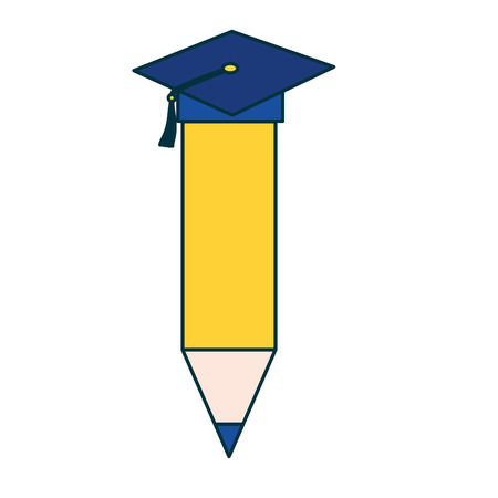 pencil with graduation hat education school vector illustrationのイラスト素材
