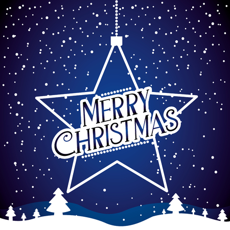 star winter landscape merry christmas card vector illustrationのイラスト素材