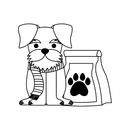 cute pet dog with food bag vector illustrationのイラスト素材
