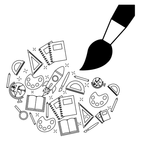artistic brush and stationery education school vector illustrationのイラスト素材