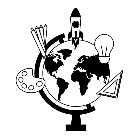 education school globe creativity rocket vector illustrationのイラスト素材