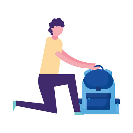 man with backpack education school vector illustrationのイラスト素材