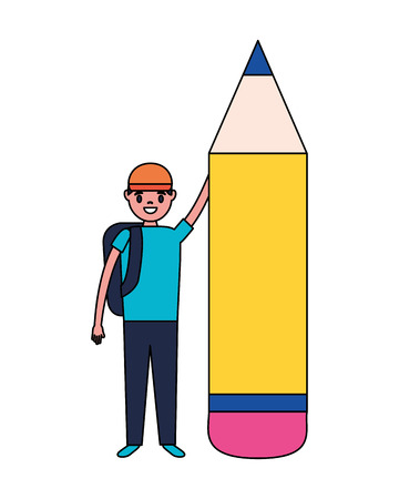 boy holding pencil education school vector illustrationのイラスト素材
