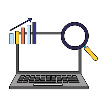 laptop diagram analysis search engine optimization vector illustrationのイラスト素材