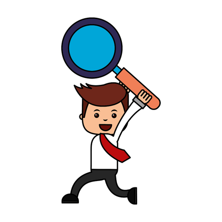 businessman with magnifying glass search engine optimization vector illustrationのイラスト素材