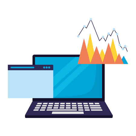 laptop business statistics diagram website search engine optimization vector illustrationのイラスト素材