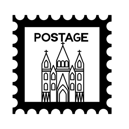 postage stamp london church famous vector illustrationのイラスト素材
