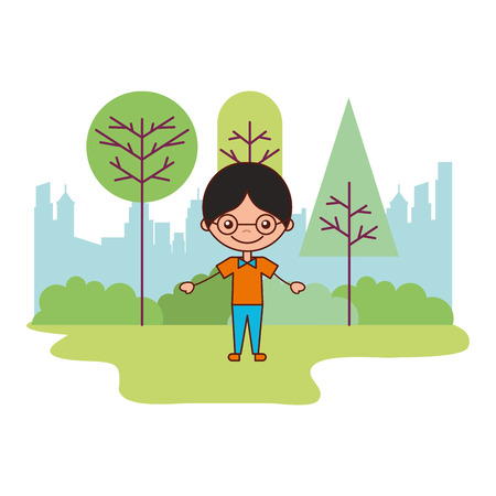 boy in the park city vector illustrationのイラスト素材