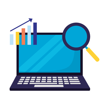 laptop diagram analysis search engine optimization vector illustrationのイラスト素材