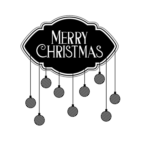 merry christmas decoration balls label template vector illustrationのイラスト素材