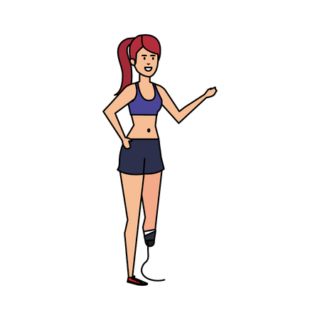 woman with foot prosthesis vector illustration designのイラスト素材