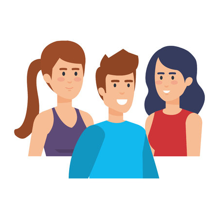 group of young people characters vector illustration designのイラスト素材