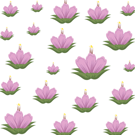 flowers and leafs decorative pattern vector illustration designのイラスト素材