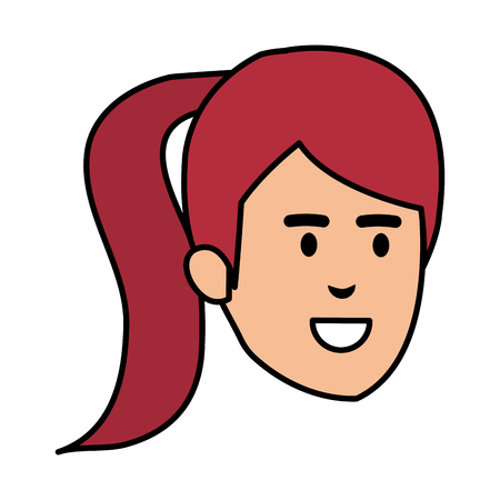 beautiful woman head avatar character vector illustration designのイラスト素材