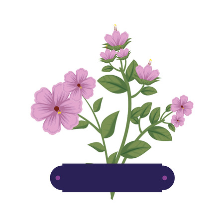 branch with flower and leafs vector illustration designのイラスト素材