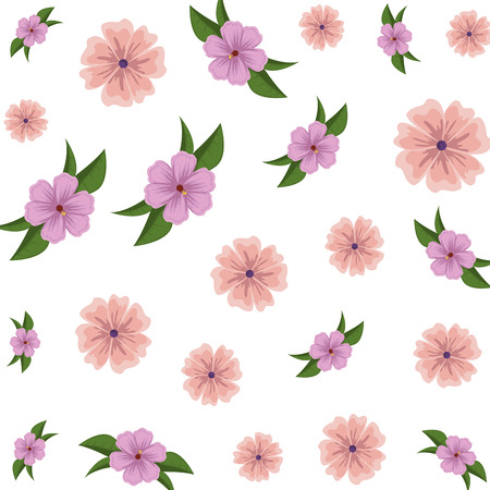 flowers and leafs decorative pattern vector illustration designのイラスト素材
