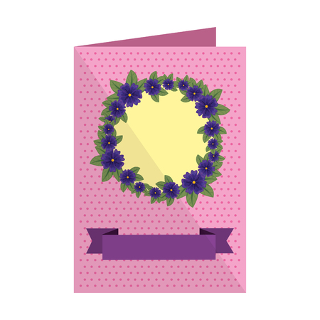 postcard with cute flower and leafs crown vector illustration designのイラスト素材