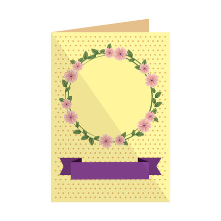 postcard with cute flower and leafs crown vector illustration designのイラスト素材