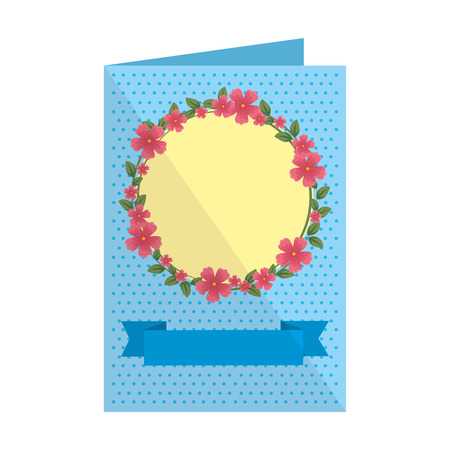 postcard with cute flower and leafs crown vector illustration designのイラスト素材