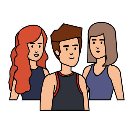 group of young people characters vector illustration designのイラスト素材