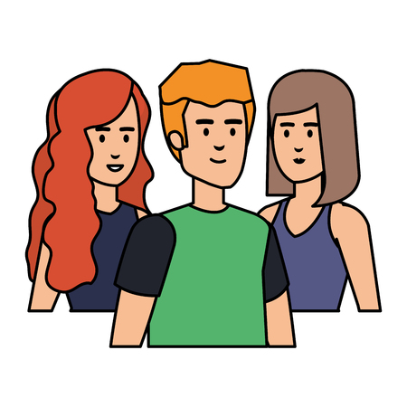 group of young people characters vector illustration designのイラスト素材