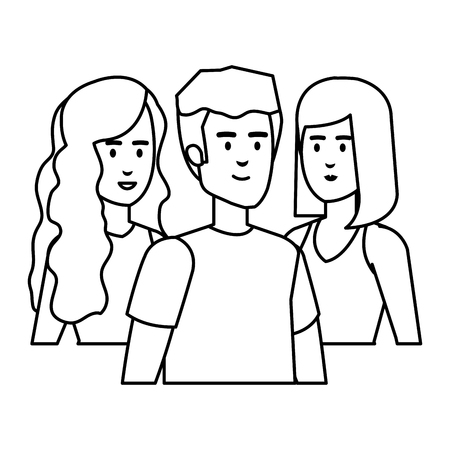 group of young people characters vector illustration designのイラスト素材