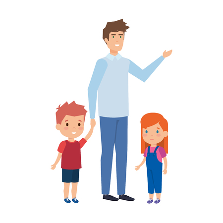 father with son and daughter characters vector illustration designのイラスト素材