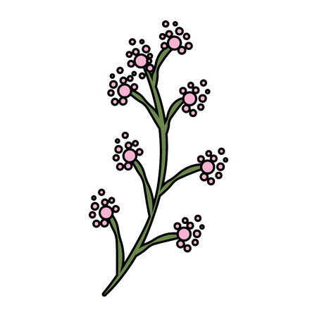 branch with flower and leafs vector illustration designのイラスト素材