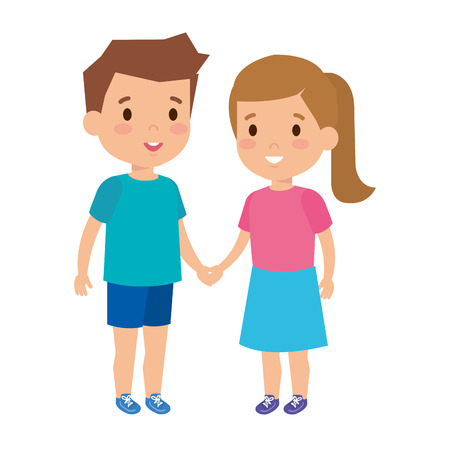 cute little kids couple vector illustration designのイラスト素材