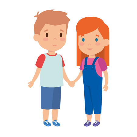 cute little kids couple vector illustration designのイラスト素材
