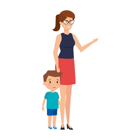 mother with son characters vector illustration designのイラスト素材