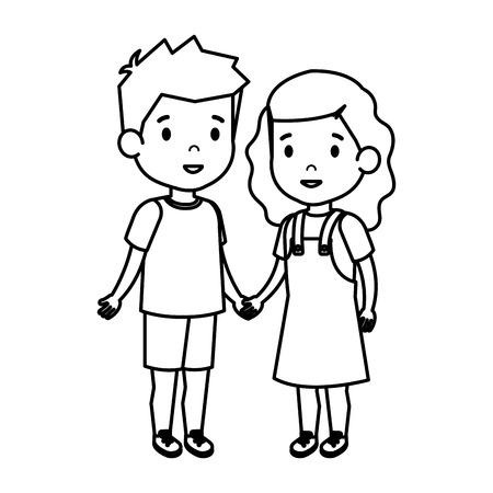 cute little kids couple vector illustration designのイラスト素材