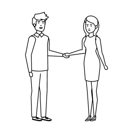 young couple avatars characters vector illustration designのイラスト素材