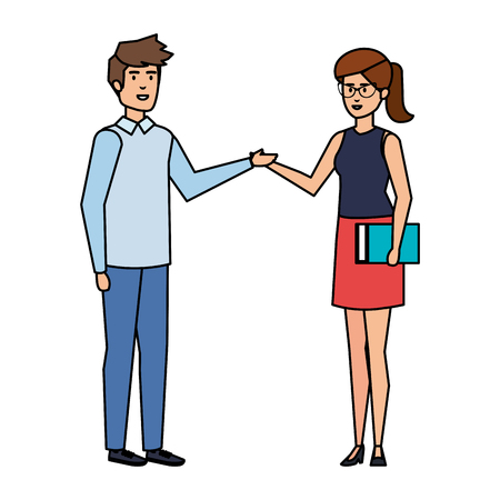 young couple avatars characters vector illustration designのイラスト素材