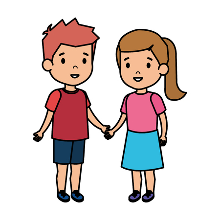 cute little kids couple vector illustration designのイラスト素材