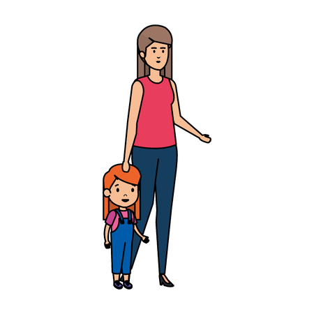 mother with daughter characters vector illustration designのイラスト素材
