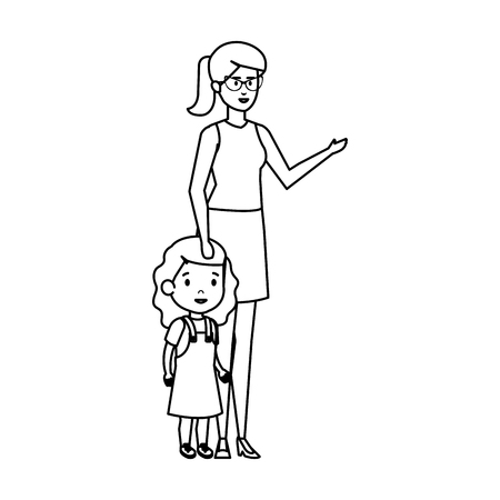 mother with daughter characters vector illustration designのイラスト素材