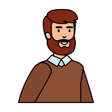 young man with beard avatar character vector illustration designのイラスト素材